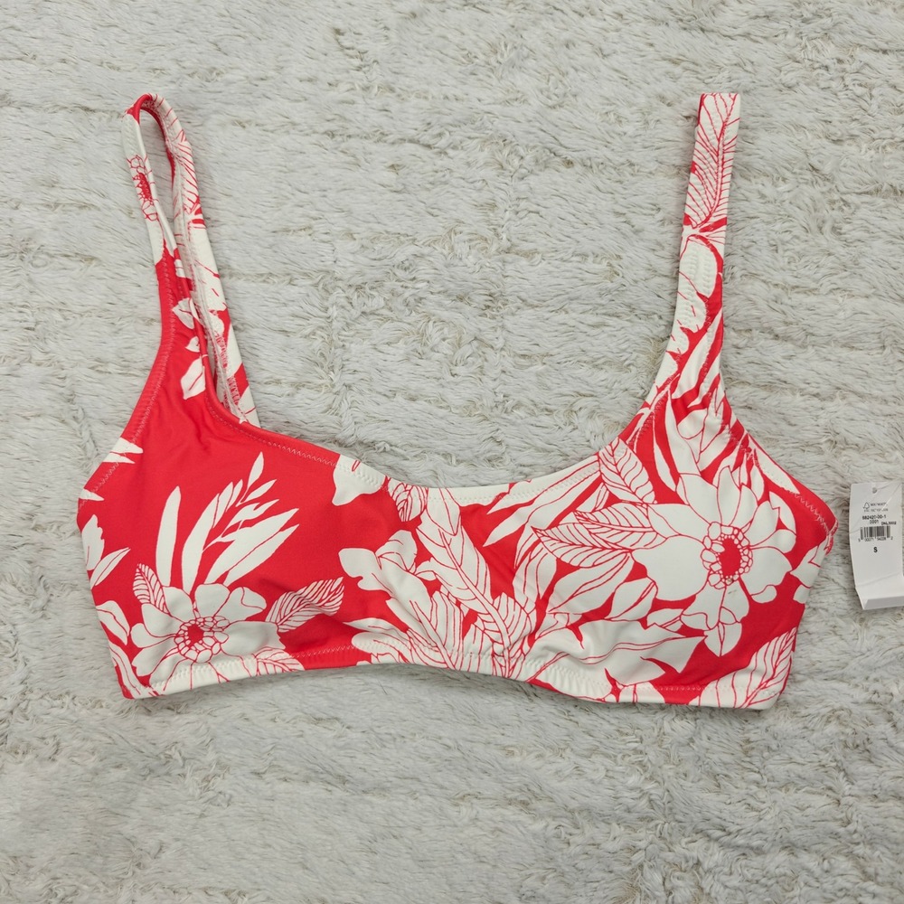 Gap Womens S Bikini Top Hawaiian Floral Red Orange Swimming Summer Swimwear NWT